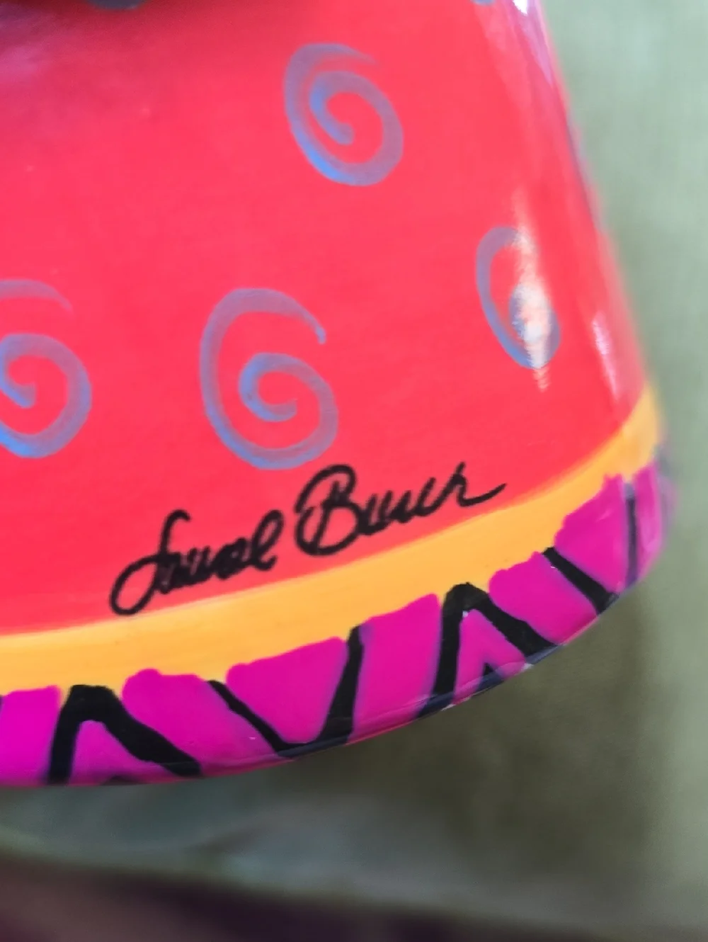 Laurel Burch Signed Colorful Cat Candle Holder Ceramic Ganz
